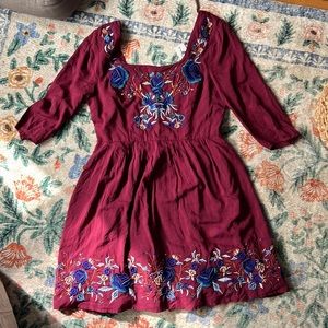 ModCloth Sunny Girl Floral Embroidered Dress